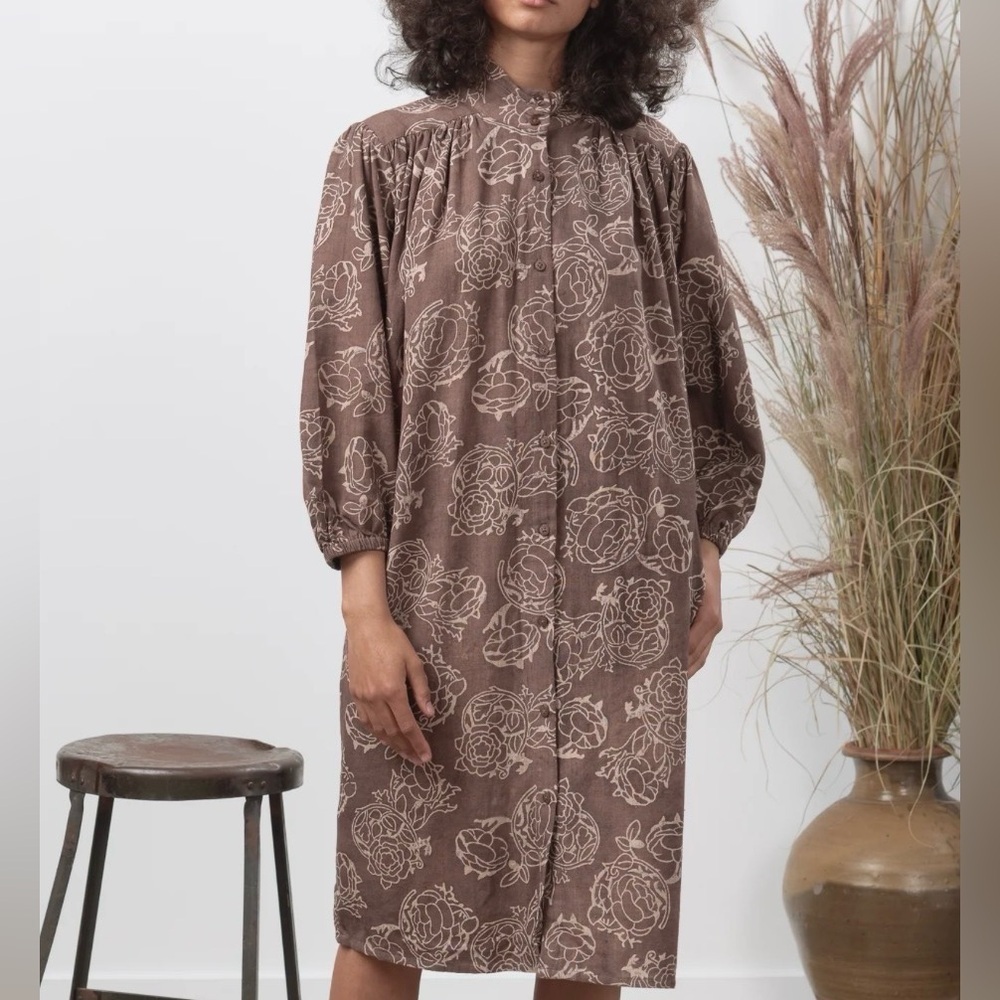 Umber & Ochre Womens Samira Tunic Dress Size Medium 100% Handwoven Cotton Boho